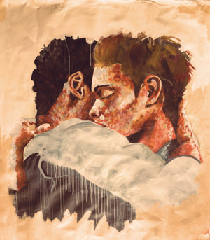 Portrait acrylique sur toile. Couple Gay. Film Baisers cachés. Bérenger Anceaux Jules Houplin