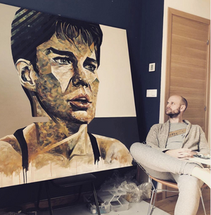 Quentin Trutti : peintre portrait acrylique sur toile 